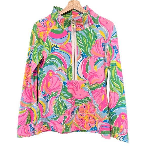 Lilly Pulitzer Sweaters - Lilly Pulitzer So A Peeling Colorful Half Zip Pullover Elephant Print Small